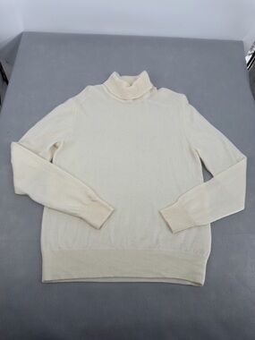 Cashmeren Cream 100% Premium Wool Turtleneck Sweater Medium Womens